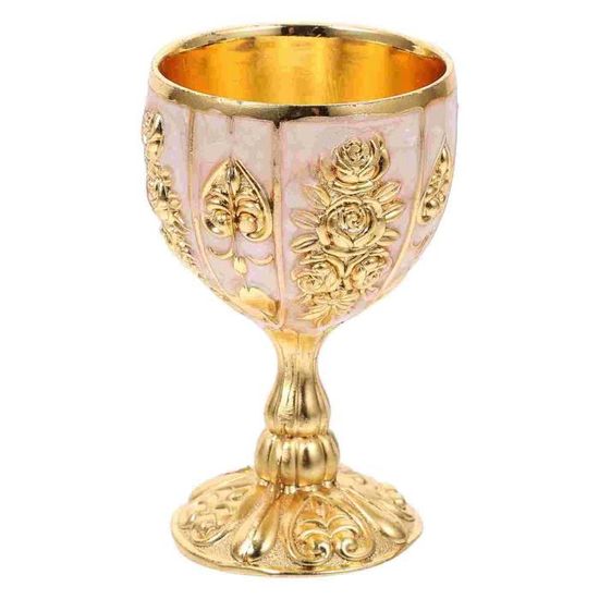Hapivida Calice de Gobelet Vintage, Tasse à Vin en Bronze Gaufré Mini Verres à Vin Coupe en Cuivre Royale Médiévale Européenne Vin pour Boire du Whisky Vodka Vin Liqueur (L