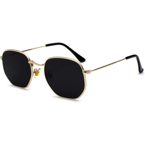 JCTAIFOO Lunettes De Soleil Polygone Tendance Unisexe - Cadre Hexagonal Métal - Protection UV400