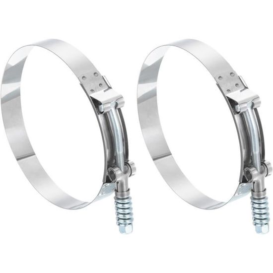 QUARKZMAN Collier De Serrage En T-Bolt, 2 Pièces, 74-79mm, En Acier Inoxydable Réglable Avec Coussinet En Caoutchouc Pour Tuyaux D'Admission