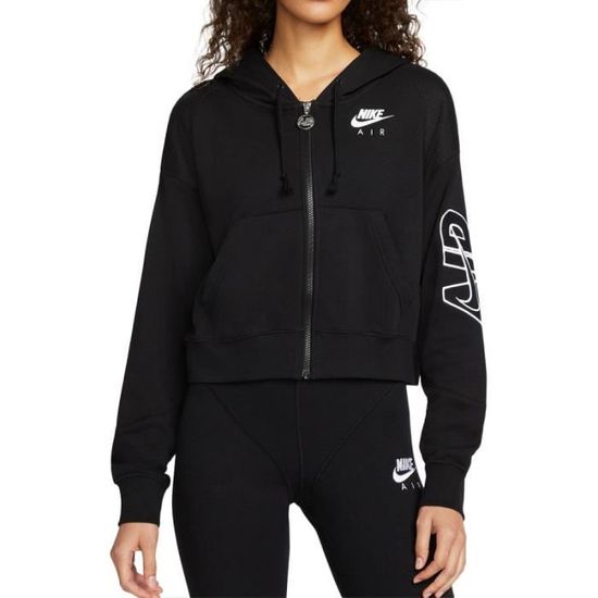 Sweat a capuche NIKE AIR Fleece Noir Manches longues Col capuche avec cordon Noir Cdiscount Pret a Porter