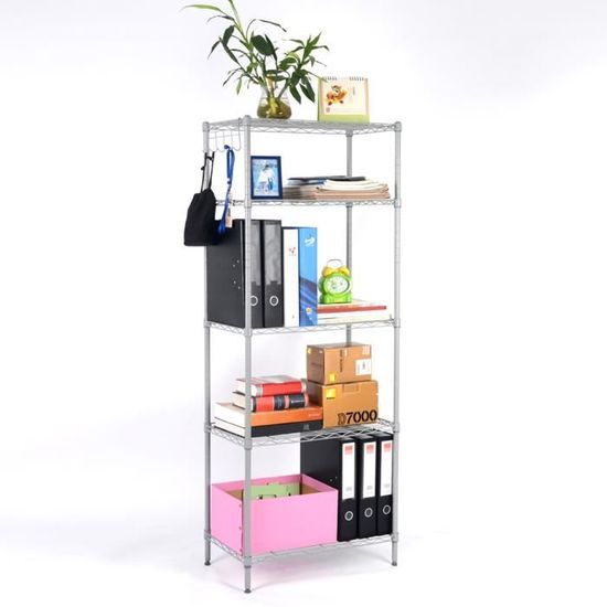 Étagère Métallique Galvanisée 5 Tablettes En Bois - Dimensions 180x130x45 Cm - Charge Max 150 Kg Par Niveau - Pour Garage, Cave, Atelier