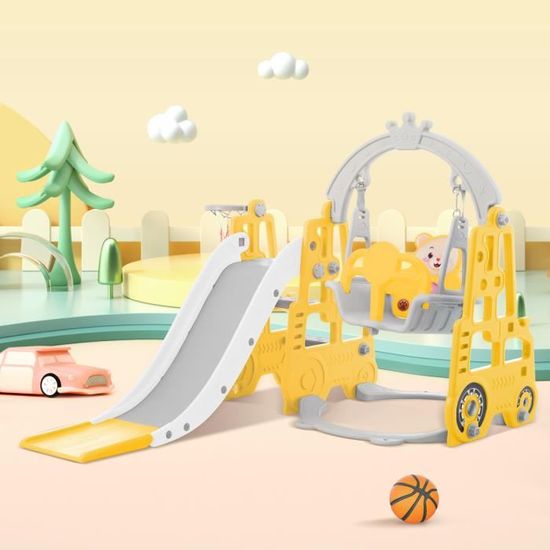 Toboggan Balançoire 8 En 1 Pour Enfants - Avec Panier De Basket, Télescope, Aire De Jeux - Pour Intérieur Et Extérieur - 9