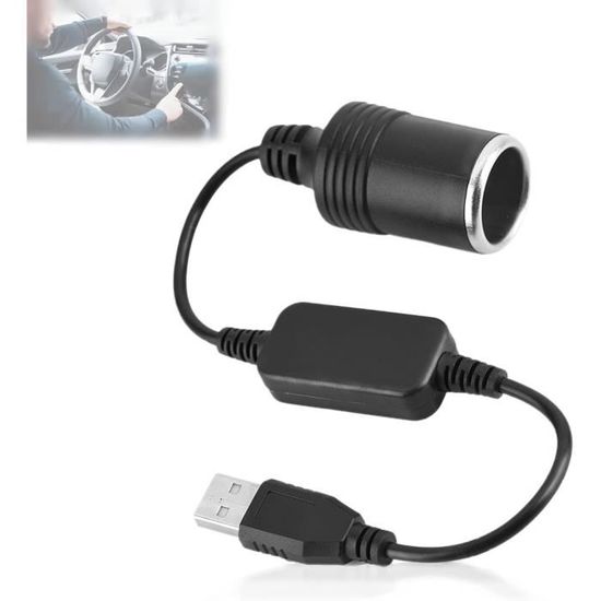 Câble USB-C Vers Allume-Cigare 12V 1.2m - Tension Réglable 5V/9V/12V/15V/20V Pour GPS, Dashcam, LED Voiture