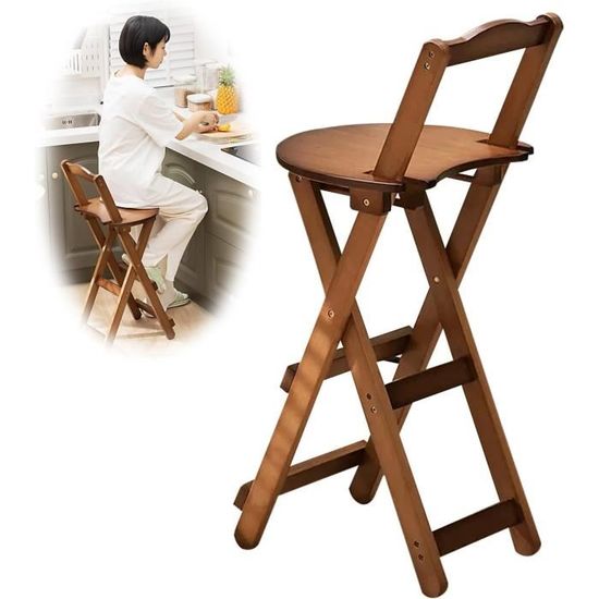 GOKHOMX Tabouret de Bar Pliant Lot de 4, Tabouret Pliant Portable Chaise de Bar Pliante avec Dossier pour Bistro Cuisine Terrasse Extérieure, Hauteur d'assise 61 cm, Chêne et Argent GOKHOMX Tabouret de Bar Pliant Lot de 4, Tabouret Pliant Portable Chaise de Bar Pliante avec Dossier pour Bistro Cuisine Terrasse Extérieure, Hauteur d'assise 61 cm, Chêne et Argent