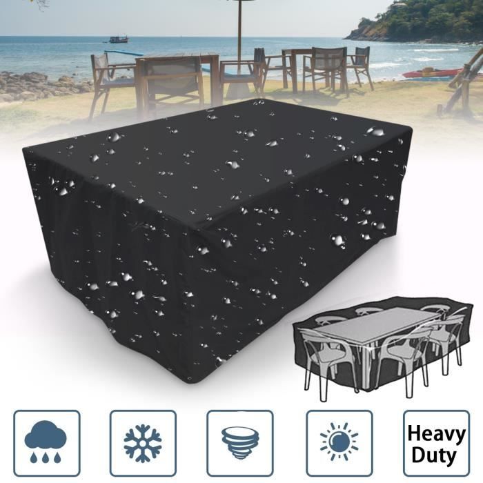 Housse de Protection Salon de Jardin Table Bâche Rectangulaire 213x132x74cm Couverture de Meubles Imperméable Anti-poussière Anti-UV