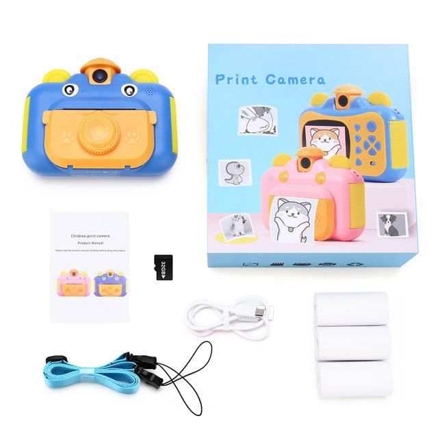 Appareil photo jouet pour enfants à impression instantanée 1080P HD avec papier photo thermique, adapté à une carte TF de 32 Go