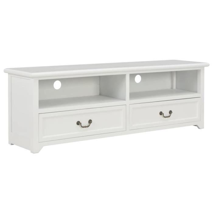 Meuble TV Blanc 120 x 40 x 30 cm Bois #25