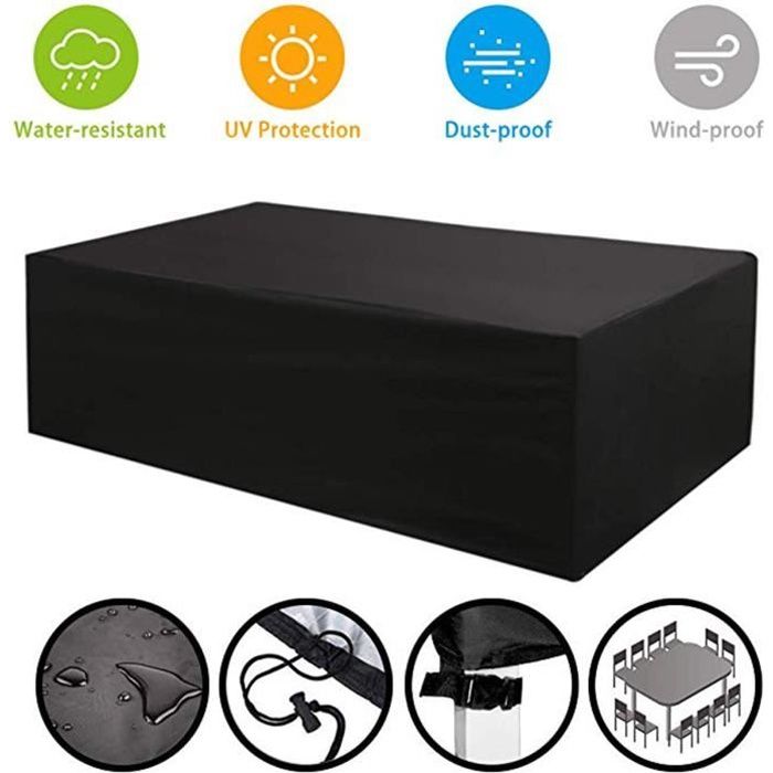 Housse de protection table de jardin étanche Housse Meuble Bâche polyester 420D - 315*160*74CM