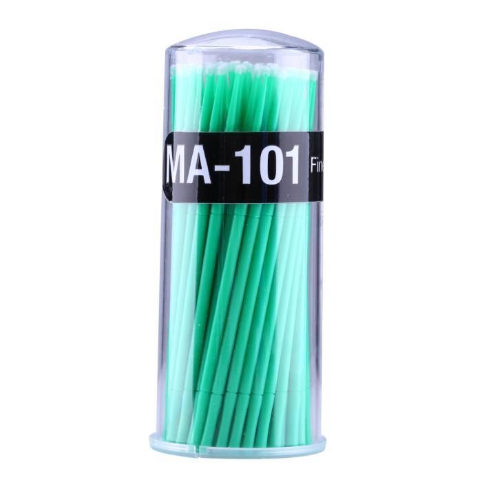100pcs Brosse applicateur d'extension de cil de cosmétiques jetable micro-pinceau(Vert)