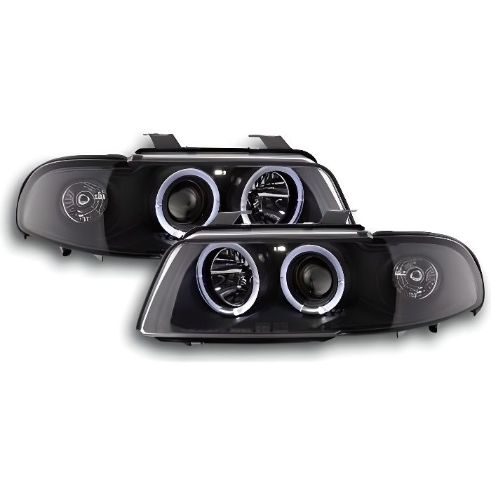Paire de feux phares avant Pour Audi A4 B5 1999-2001 Angel eyes Noir Halogene