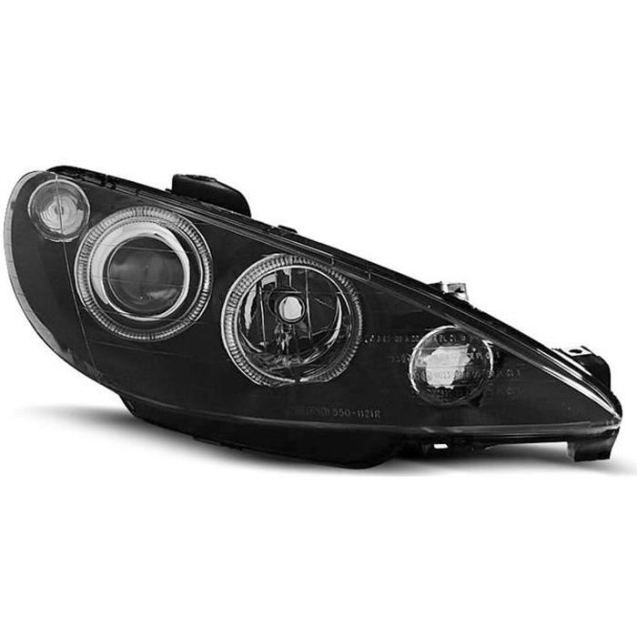 Paire de feux phares Peugeot 206 02-06 angel eyes noir