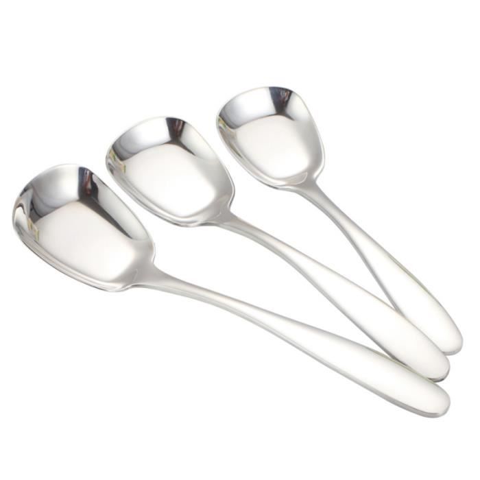 3 pièces cuillère créative en acier inoxydable de forme carrée cuillères à dîner plates spéciales à thé pour soupe TABLE SPOON