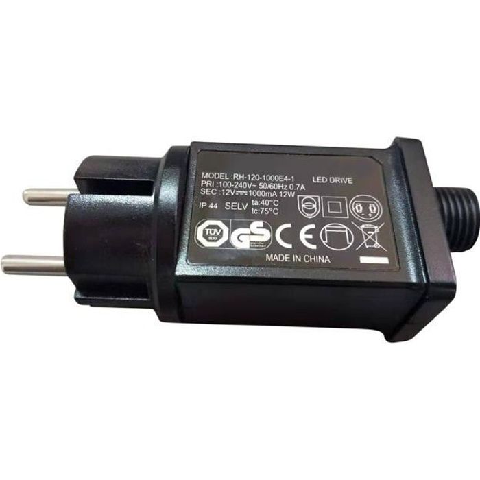 Transformateur LED 12V 1a de remplaacement, prise américaine, pour guirlande lumineuse, tension d'entrée KIT DE VISSERIE - PNY18643