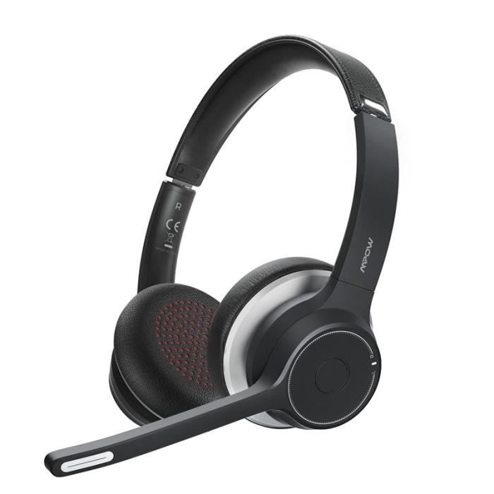 Casque audio,Mpow HC5 Bluetooth 5.0 casque pour Center d'appel conducteur bureau sans fil filaire 2 en 1 22h autonomie - Type Black