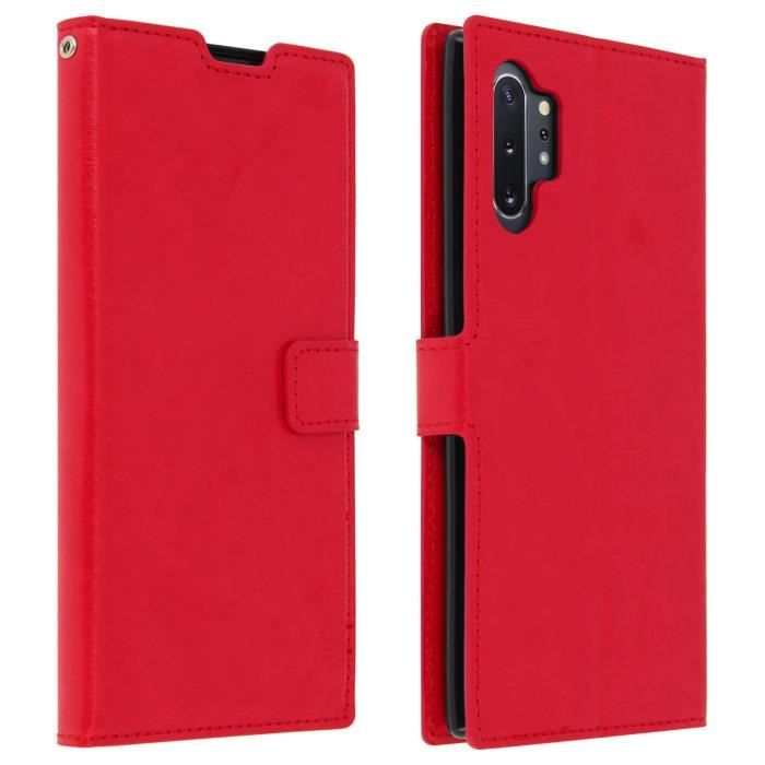 Housse Samsung Galaxy Note 10 Plus Étui Porte carte Support Vidéo Vintage Rouge