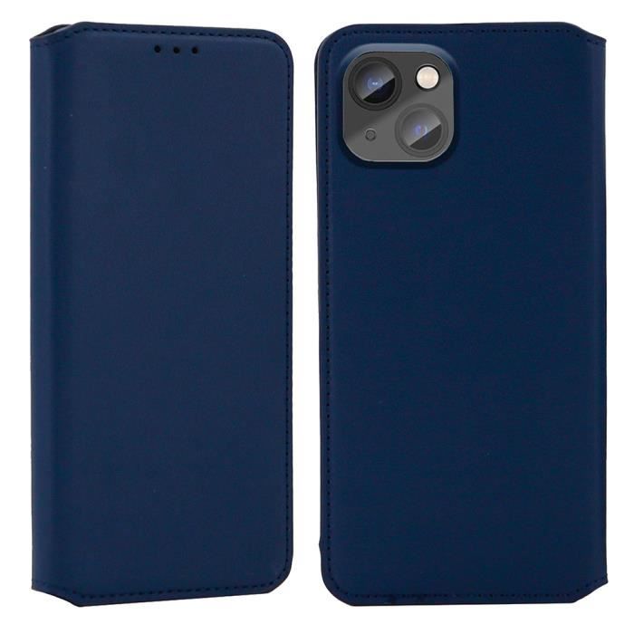 Coque pour iphone 14 - Portefeuille Cuir (iphone 14 ) - Bleu