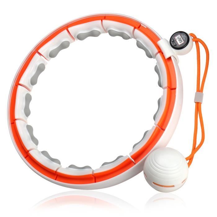 Smart Hula Hoop Cerceau Fitness Intelligent Compteur & Balle Adulte - DAFFODIL FHH100 - Sport Poids Ajustable 70 - 100 cm - Orange
