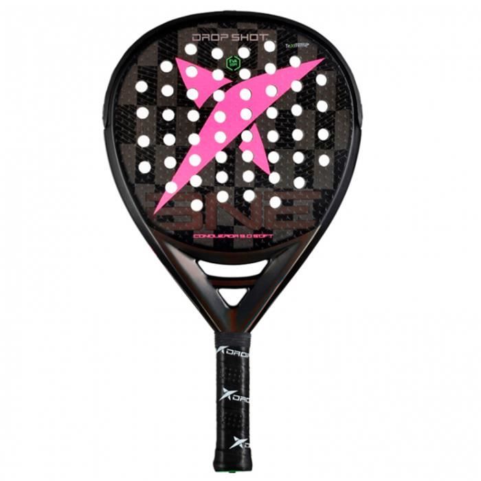 Drop Shot - Conqueror 9.0 Soft 2021, raquette de padel, fabriquée en carbone pour les joueurs professionnels avancés, couleur rose