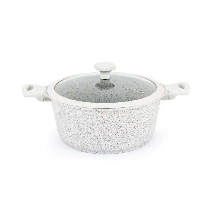 FAITOUT EN FONTE D'ALUMINIUM 24CM ASPECT PIERRE MODÈLE CINDY_FT24TFI