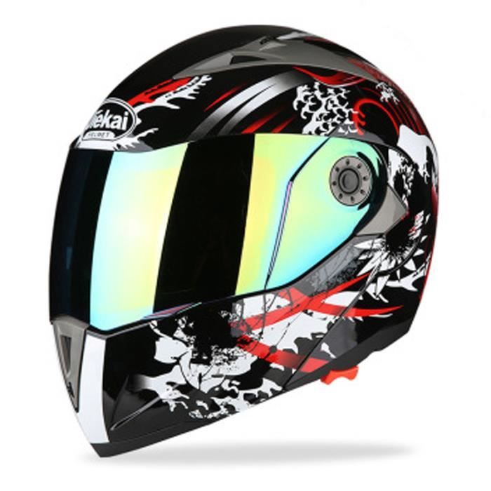 Casque de Moto de marque luxe Unisexe Casque intégral Haute qualité Double lentille anti-buée Respirant Résistant à l'usure