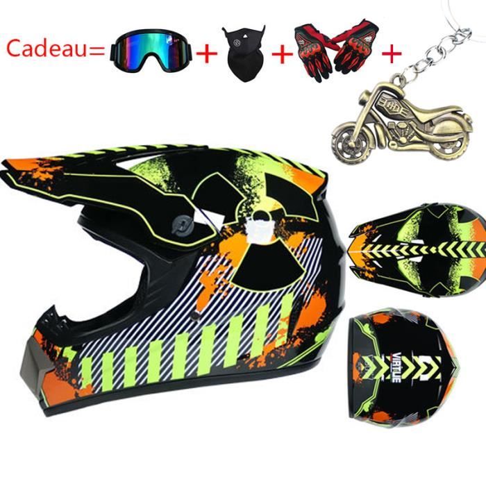 Casque Moto Enfant Casque de Marque Motocross Racing Armure complète Casque mat intégral Pleine Couverture Casque Hors-Route