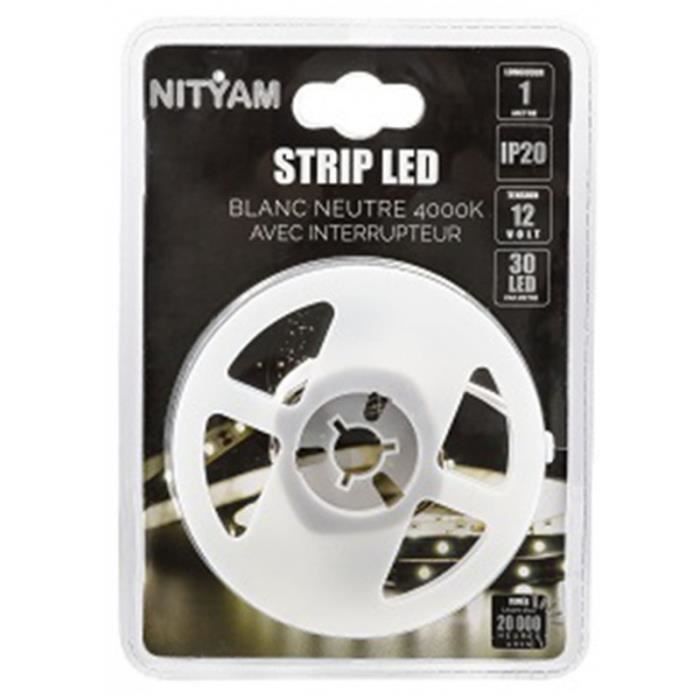 Ruban LED 1 mètre avec interrupteur Couleur Blanc Strip LED IP20