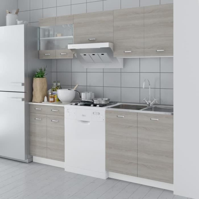 Cuisine Complète Buffet de Cuisine Armoire de cuisine Meuble de cuisine aspect de chêne 5 pcs 200 cm