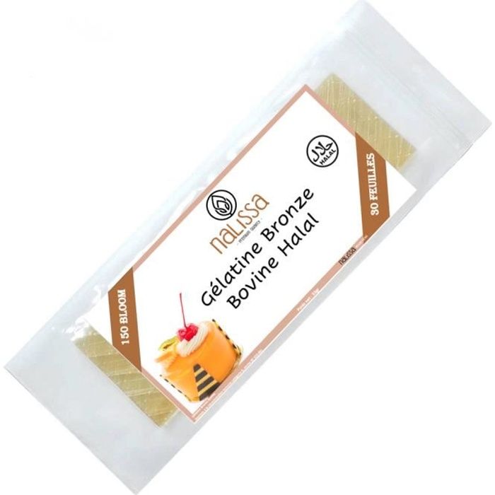 Gélatine bovine bronze halal x 30 feuilles