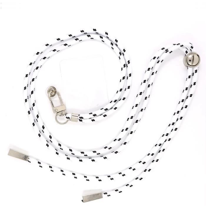 Tour de cou et cordon telephone universel blanc et noir