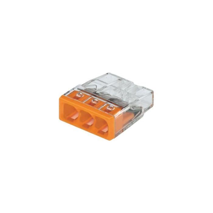 Borne 3 pôles transparent, orange 0,5 à 2,5. mm…
