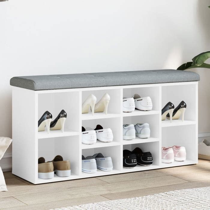 vidaXL Banc à Chaussures Meuble de Rangement avec Coussin Banc de Couloir avec Étagère Entrée Salon Intérieur Moderne 835110