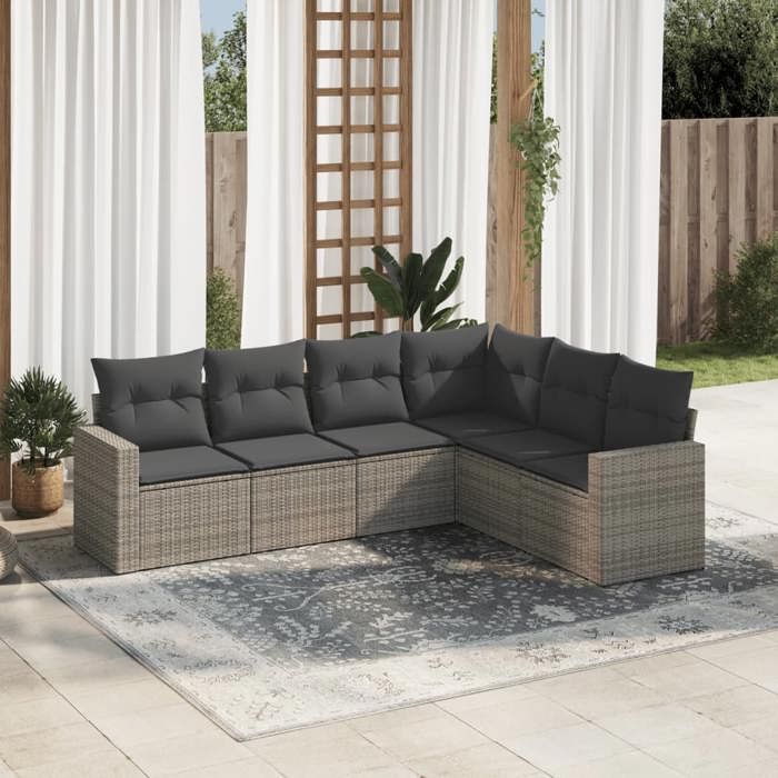 vidaXL Salon de jardin 6 pcs avec accoudoirs larges
