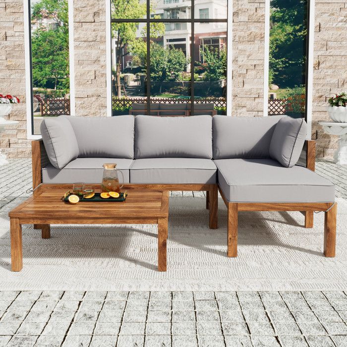 Salon de jardin en bois dacacia et corde grise - 2 canapés et 1 table basse - pieds réglables - Gris & Naturel Salon de jardin en bois dacacia et corde grise - 2 canapés et 1 table basse - pieds réglables - Gris & Naturel