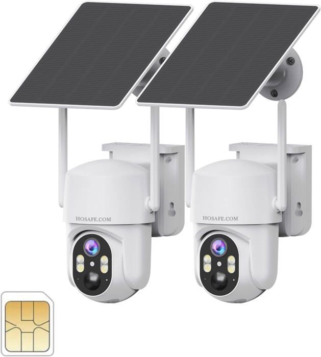 SEHMUA Caméra Surveillance 4G LTE Solaire Extérieure 2K HD – Panneau Solaire Puissant, Sans WiFi, Carte SIM Incluse, Vision Nocturne Couleur, Détection PIR Intelligente, IP66 Étanche