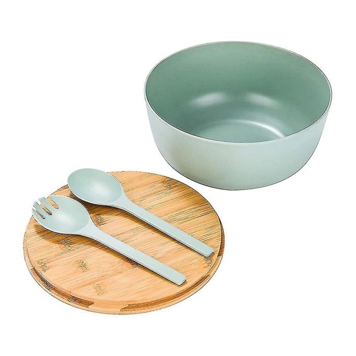Saladier en fibre de bambou avec couverts Fibre de bambou Bowl Saladier bambou massif avec couvercle en bambou