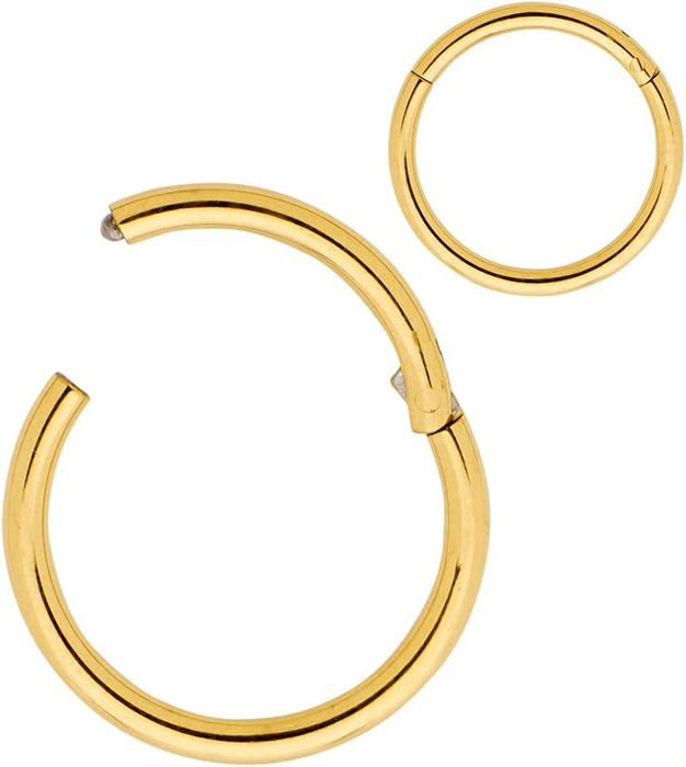 8 Anneaux Septum Clicker En Acier 316L Doré - 18G Diamètres 8/10/12/14 Mm - Pour Nez, Hélix, Cartilage