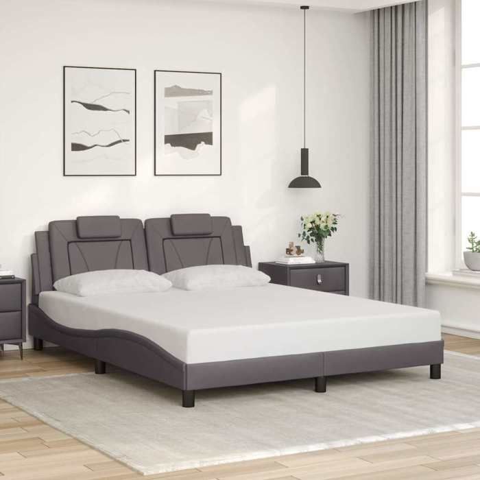 vidaXL Cadre de lit Viana sans matelas gris 160x200 cm similicuir 3208106