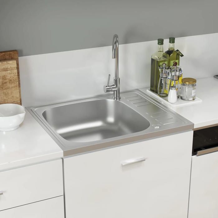 Bon plan Évier de cuisine - JILI HOT - Lavabo Installation de Cuisine et égouttoir argenté 600x500x155 mm inox Thome9980493