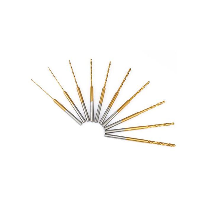 Lot de 10 Mini Forets Hélicoïdaux pour Micro-Gravure 0 6 Mm à 2 2 mm Tige de 2 35 mm Petit Foret Revêtu de Titane pour Bois