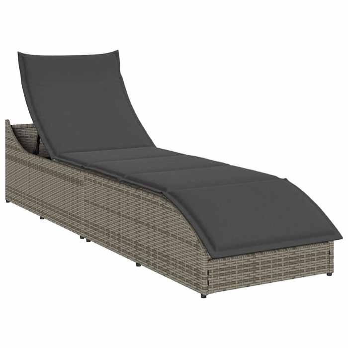 RemiseChaise longue - JMS - Bain de soleil pliante coussin et rangement gris - Résine tressée MAIOSN2025 1592233