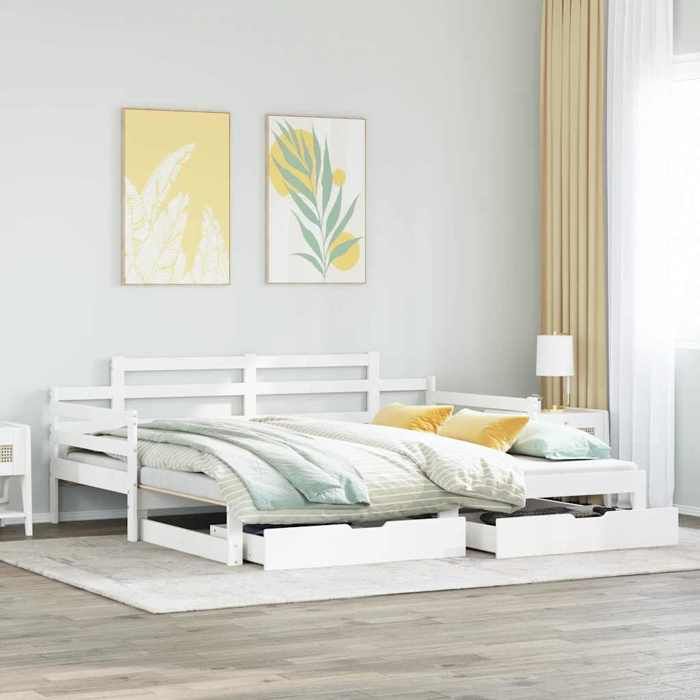 Lit dinvité Lit de jour/1 place avec gigogne et tiroirs - Intemporel - blanc 80x200cmCdiscount2025 FAFA 6826415