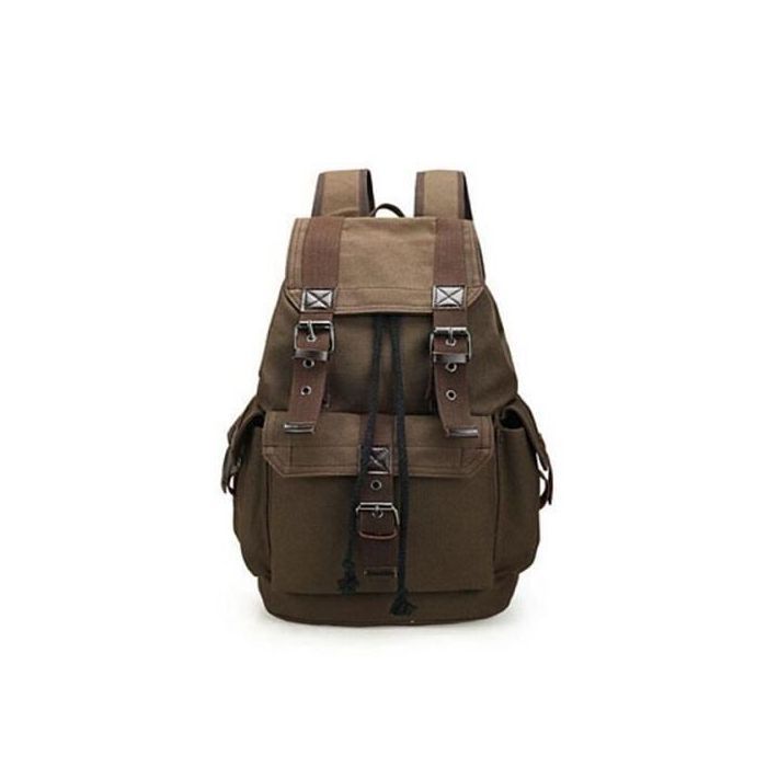 Sac à dos en toile vintage pour hommes - Marron - Pour camping randonnée et école multicolore SAC A DOS
