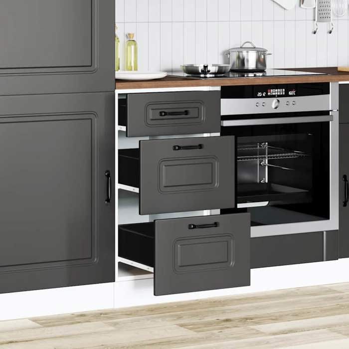 Noir Meuble bas de cuisine - mango - Colonne cuisine - « Kalmar » Bois dingénierie noir FR1062