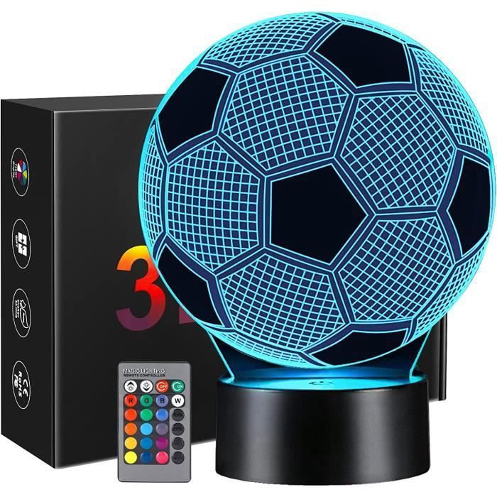 Veilleuse de football - Lampe 3D - 16 couleurs - Illusion optique - Pour enfant