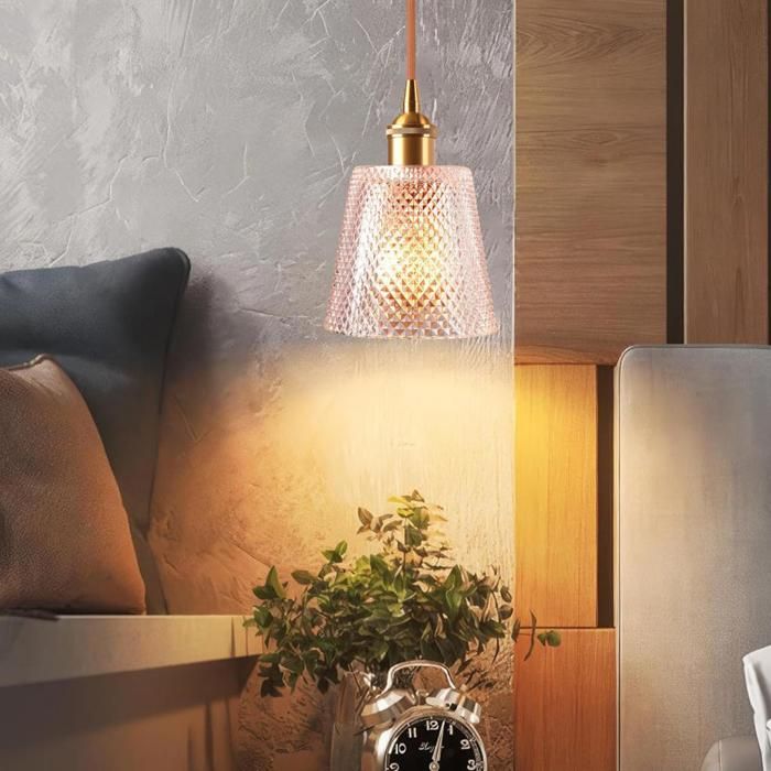 WOTTES 1 x Suspension Luminaire Verre Transparent Ø12.5CM Lustre Salon Vintage Intérieure Suspendues E27 pour Cuisine Loft
