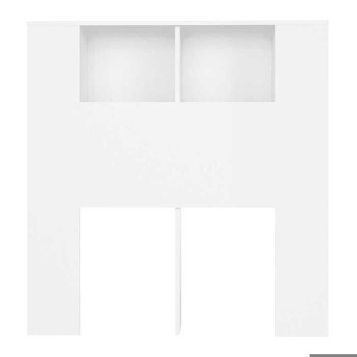 Tête de lit bibliothèque - WIENS - Blanc - 100x185x1025 cm - Bois dingénierie - Quatre compartiments