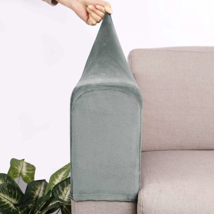 Housse daccoudoir de canapé extensible - MICH - 2 pièces - Gris - Confortable - Durable - Style simple