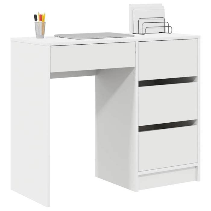 Bureau Blanc CLOUD Table à écrire Pour 1 personne avec tiroir Blanc 90x375x75 cm bois dingénierie BBB1018
