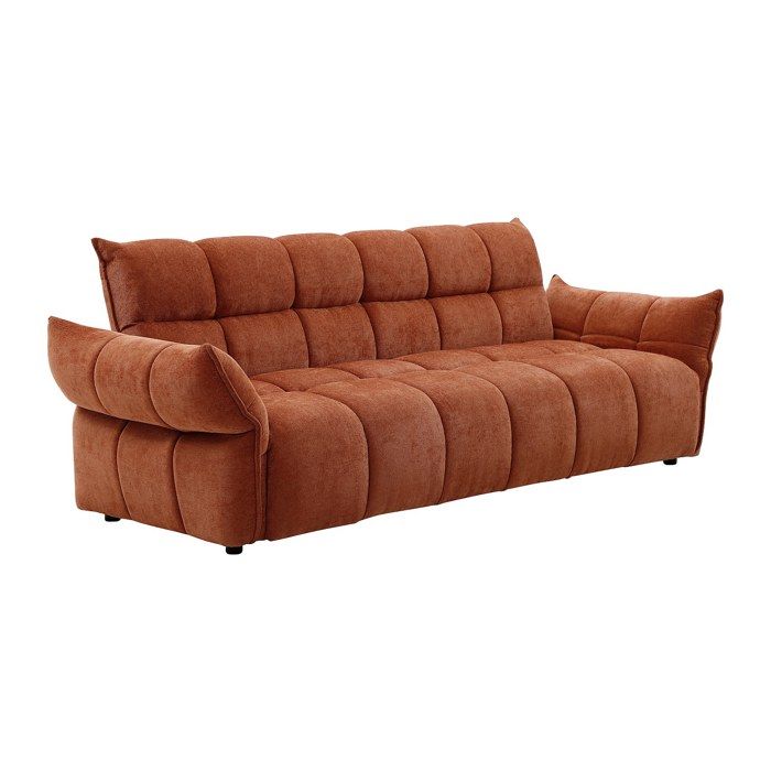 Canapé 3 places convertible clic-clac en tissu chenille terracotta HAKEMO