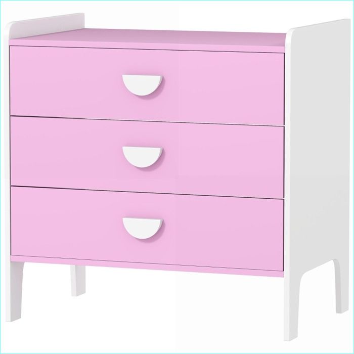 Meubles pour enfants & bébés - Commode à 3 tiroirs MDF - Rangement Kids - Rose & Blanc